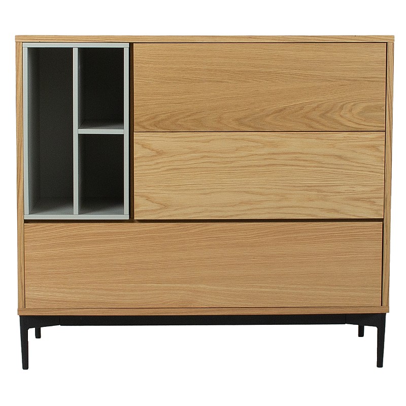 Kumode DELANO 100x41,5xH90cm, MDF ozols / pelēks