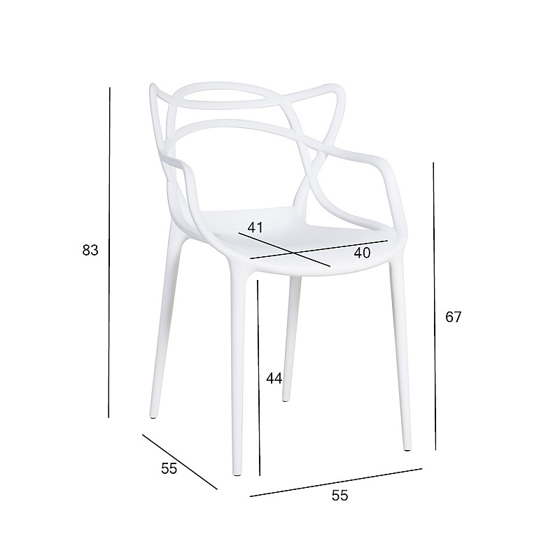 Krēsls BUTTERFLY 55x55xH52 / 83cm, materiāls: plastika, krāsa: balta