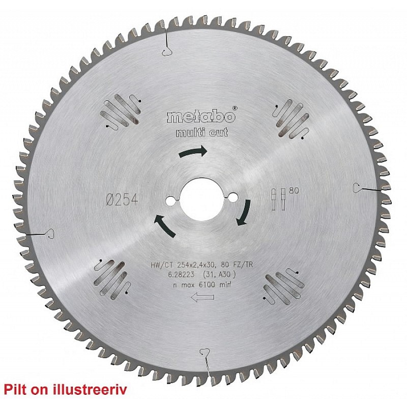 Zāģa asmens 254x2,4/1,8x30, z80, FZ/TZ, -5°, Multi Cut., Metabo