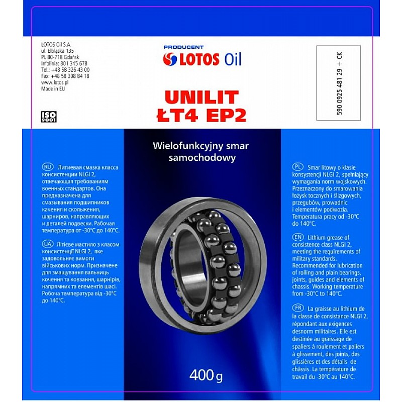 Smērviela UNILIT LT-4 EP-2 17kg, Lotos Oil