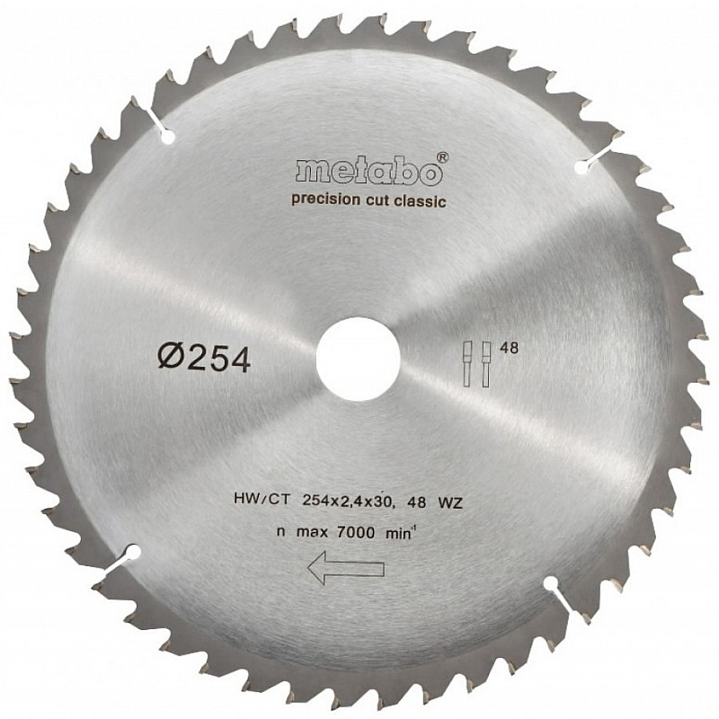 Zāģripa 254x2,4/1,8x30mm, z48, WZ, -5°, Classic, Metabo