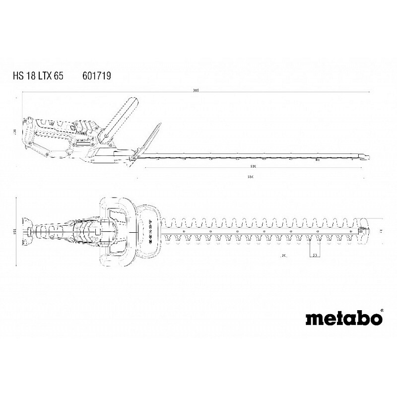 Akumulatora dzīvžoga šķēres HS 18 LTX 65, karkass, Metabo