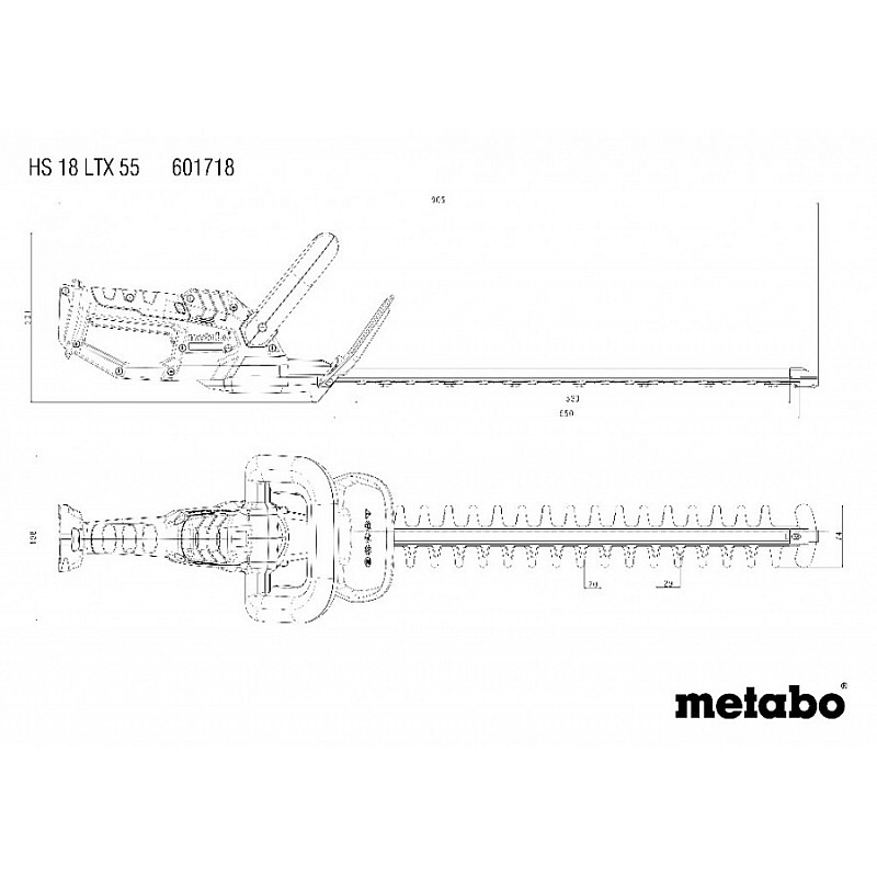 Akumulatora dzīvžoga šķēres HS 18 LTX 55, karkass, Metabo